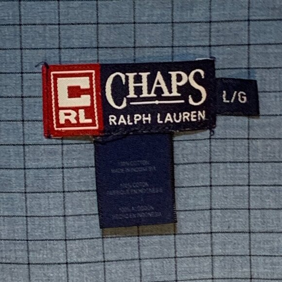 Ralph Lauren Chaps Button Down Size L Shirt Blue Check w Logo ~ Excellent - Picture 9 of 10